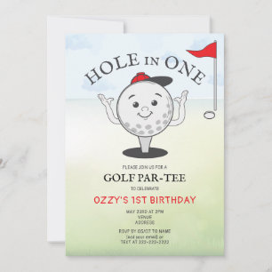 Golf Hole in One 1e Verjaardag Par-Tee Kaart