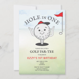 Golf Hole in One 1e Verjaardag Par-Tee Kaart