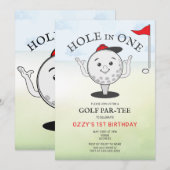 Golf Hole in One 1e Verjaardag Par-Tee Kaart (Voorkant / Achterkant)