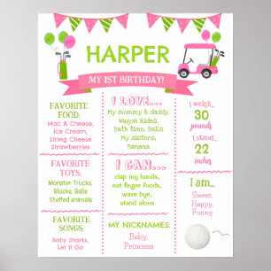 Golf Hole in One Birthday Milestone Sign Board Poster