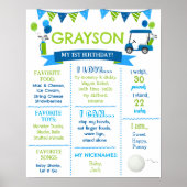 Golf Hole in One Birthday Milestone Sign Board Poster (Voorkant)