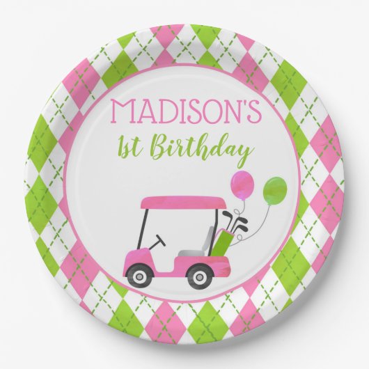 Golf Hole in One Birthday Paper Borden Papieren Bordje (Voorkant)