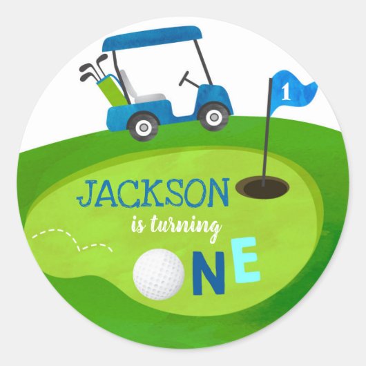 Golf Hole in One Birthday Party Favor Sticker (Voorkant)