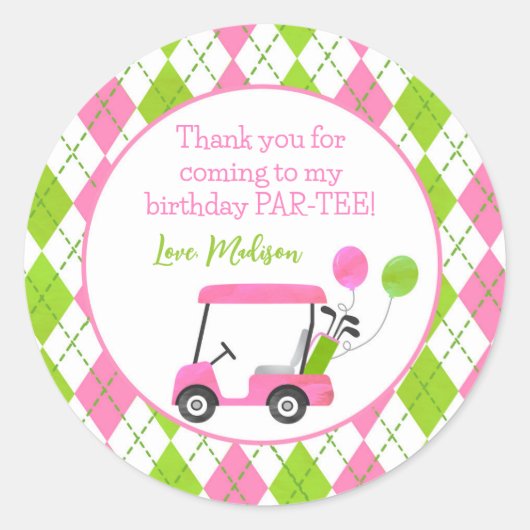 Golf Hole in One Birthday Party Favor Stickers (Voorkant)