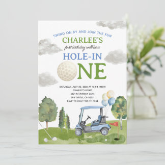 Golf Hole in ONE Birthday Party Invitation Kaart