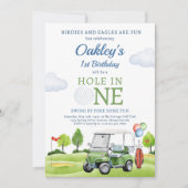 Golf Hole in One Boy First Birthday Par-T-shirt Kaart (Voorkant)