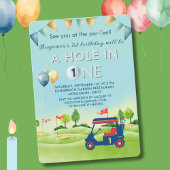 Golf Hole in One Boy First Birthday Par-T-shirt Kaart