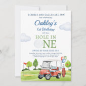 Golf Hole in One Boy First Birthday Par-T-shirt Kaart (Voorkant)