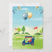 Golf Hole in One Boy First Birthday Par-T-shirt Kaart (Achterkant)