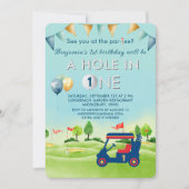 Golf Hole in One Boy First Birthday Par-T-shirt Kaart (Voorkant)