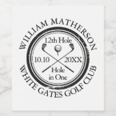 Golf Hole in One Celebration Personalized Wijn Etiket (Enkel label)