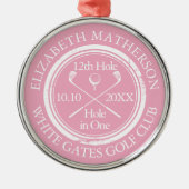 Golf Hole in One Classic Personalized Pink Metalen Ornament (Voorkant)