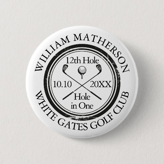 Golf Hole in One Classic Personalized Ronde Button 5,7 Cm (Voorkant)