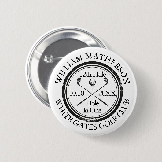 Golf Hole in One Classic Personalized Ronde Button 5,7 Cm (Voorkant /achterkant)