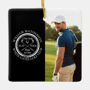 Golf Hole-in-One Gepersonaliseerde Foto Golfer Keramisch Ornament