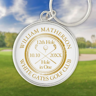 Golf Hole in One Gold Personalized Sleutelhanger