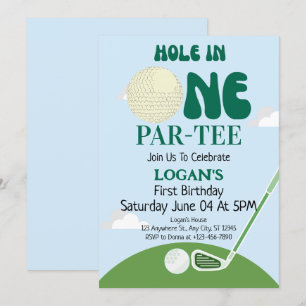 Golf Hole In One Jongen 1e Verjaardag Custom Par-T Kaart