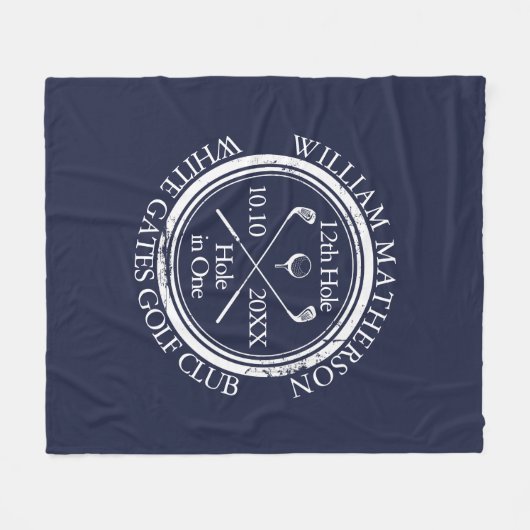 Golf Hole in One Koningsblauw Persoonlijk Fleece Deken (Voorkant (Horizontaal))