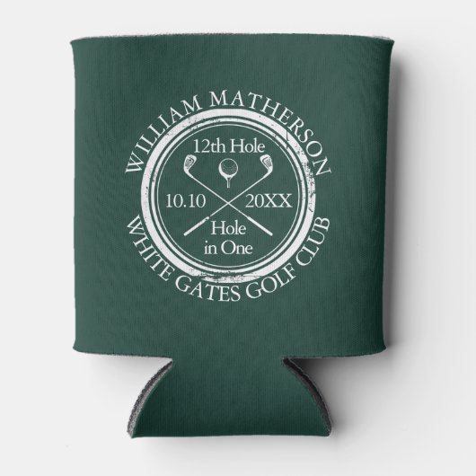 Golf Hole-in-One op maat smaragdgroen Blikjeskoeler (Voorkant)