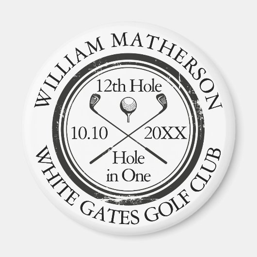 Golf Hole in One Personalized Retro Stamp Magneet (Voorkant)