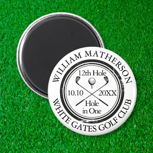 Golf Hole in One Personalized Retro Stamp Magneet