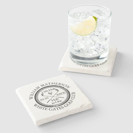 Golf Hole in One Personalized Stenen Onderzetter (Zijkant)