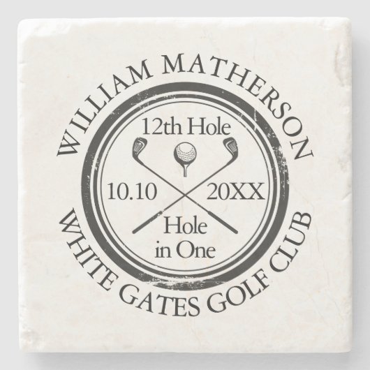 Golf Hole in One Personalized Stenen Onderzetter (Voorkant)