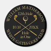 Golf Hole In One Persoonlijk Zwart En Goud Magneet (Voorkant)
