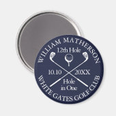 Golf Hole In One Persoonlijke Navy Blauwe Magneet (Voorkant / Achterkant)
