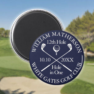Golf Hole In One Persoonlijke Navy Blauwe Magneet