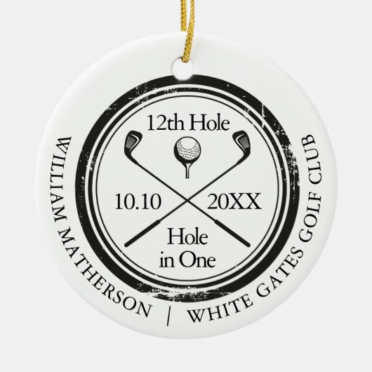Golf Hole in One Retro Persoonlijk Keramisch Ornament (Voorkant)