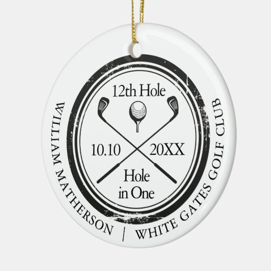 Golf Hole in One Retro Persoonlijk  Keramisch Ornament (Links)