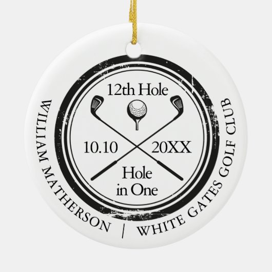 Golf Hole in One Retro Persoonlijk  Keramisch Ornament (Achterkant)