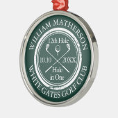 Golf Hole-in-One Smaragdgroene Gepersonaliseerde Metalen Ornament (Links)