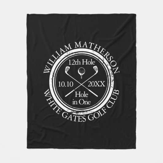 Golf Hole-in-One Zwart en Wit Aangepast Fleece Deken (Voorkant)