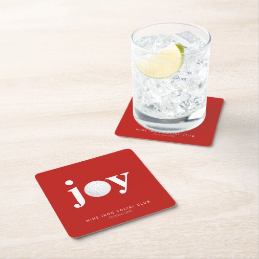 Golf Holiday Joy Personalized Typography Red Kartonnen Onderzetters (Insitu)