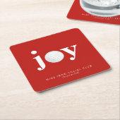 Golf Holiday Joy Personalized Typography Red Kartonnen Onderzetters (Schuin)