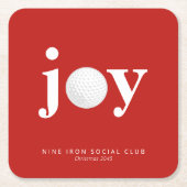 Golf Holiday Joy Personalized Typography Red Kartonnen Onderzetters (Voorkant)