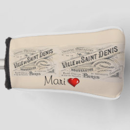 Golf Hoofd Hoes Beige Parijs Frankrijk Rode Hart Golfheadcover