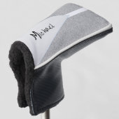 Golf Hoofd Hoes Grijs Wit Golfheadcover (3/4 voorkant)