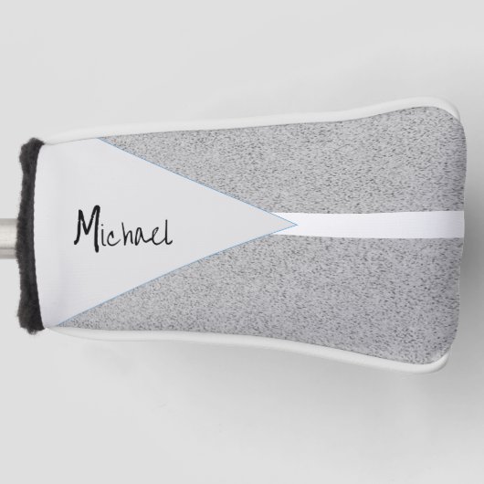 Golf Hoofd Hoes Grijs Wit Golfheadcover (Voorkant)