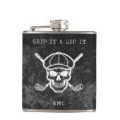  Golf Humor Grip It Sip It Custom Initials Black Heupfles (Voorkant)