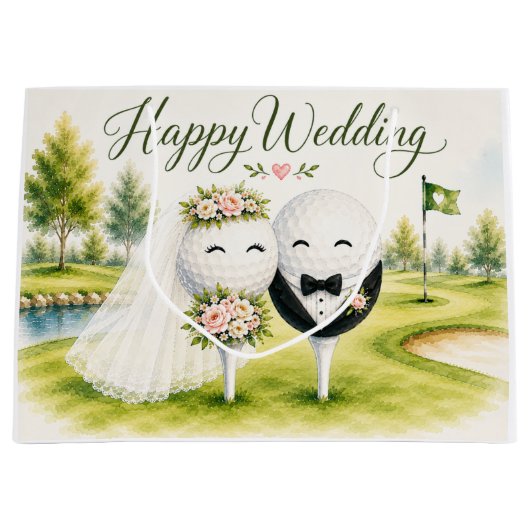 Golf Huwelijk Bruid & Bruidegom bal Groot Cadeauzakje (Voorkant)