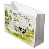 Golf Huwelijk Bruid & Bruidegom bal Groot Cadeauzakje (Voorkant Gekanteld)