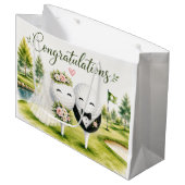 Golf Huwelijk Bruid & Bruidegom bal Groot Cadeauzakje (Voorkant Gekanteld)