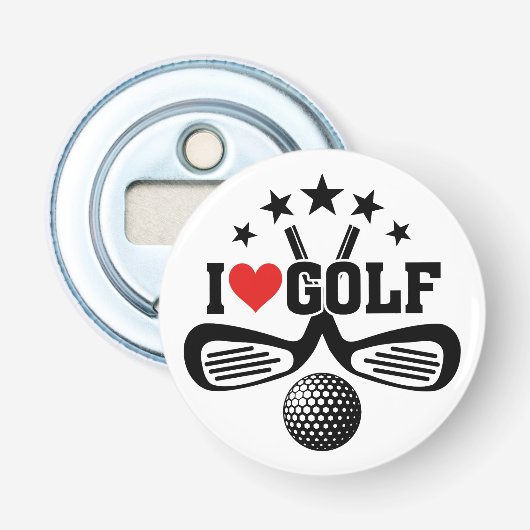 Golf, ik hou van Golf Button Flesopener (Voorkant)