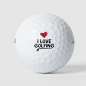 Golf ik hou van golf met rode Valentijnsdag Golfballen (Voorkant)