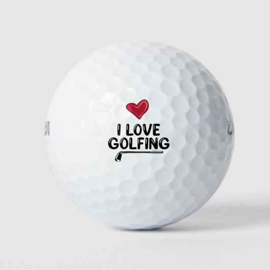 Golf ik hou van golf met rode Valentijnsdag Golfballen (Voorkant)