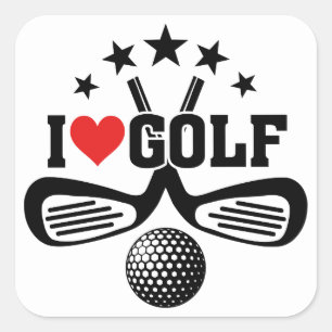 Golf, ik hou van Golf Vierkante Sticker