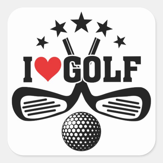 Golf, ik hou van Golf Vierkante Sticker (Voorkant)